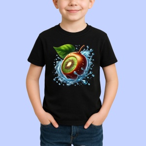 Tricou Kiwi si apa, Fructe, Copii | Dama, culoare negru