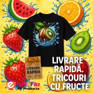 Tricou Kiwi si stropi albastri, Fructe, Copii | Dama, culoare negru - Img 12