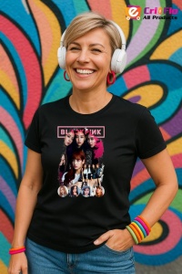 Tricou KPOP dama cu trupa formatia BLACKPINK 2 , music Coreean 161 - Img 5
