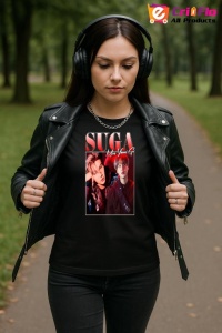 Tricou KPOP dama cu trupa formatia SUGA , music Coreean 292 - Img 1