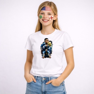 Tricou Kylian Mbappe France World Cup Fifa 2026 V4, din bumbac 100%, tricou alb, Copii | Dama | Barbat - Img 3