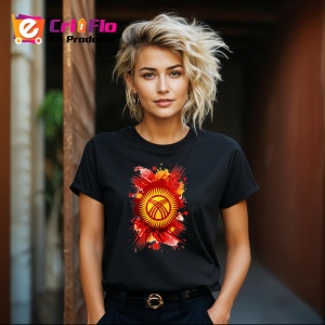 Tricou Kyrgyzstan Steag Splash Art, Copii | Dama | Barbat, culoare negru - Img 12