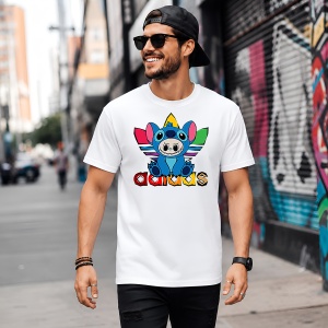 Tricou La Bubu Stitch In Costum Ursulet Logo Colorat Urban Street Fashion, din bumbac 100% Copii | Dama | Barbat - Img 5