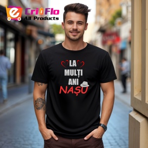 Tricou La Multi Ani Nasu Model Gri, din bumbac 100%, tricou negru, Dama | Barbat - Img 2