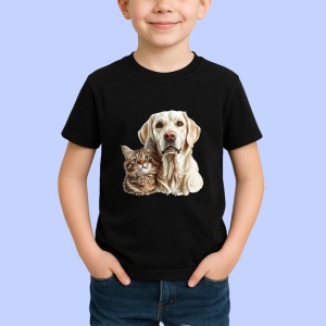 Tricou Labrador Retriever si pisica tabby prieteni adorabili Copii | Dama | Barbat Barbat - Img 5
