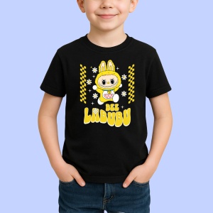 Tricou Labubu albina, Unisex Dama si Barbat | Copii, Culoare Negru - Img 2