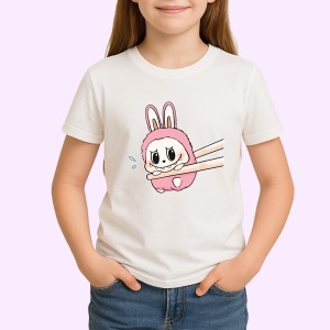 Tricou Labubu baie roz, Unisex Dama si Barbat | Copii