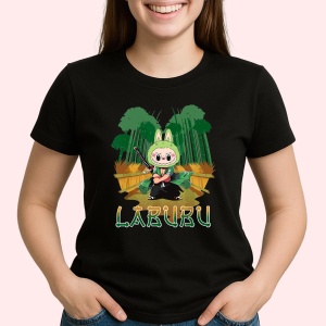 Tricou Labubu bambus katana, Unisex Dama si Barbat | Copii, Culoare Negru