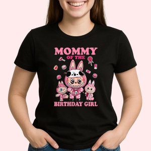 Tricou Labubu birthday mommy, Unisex Dama si Barbat | Copii, Culoare Negru