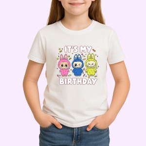 Tricou Labubu birthday trio, Unisex Dama si Barbat | Copii