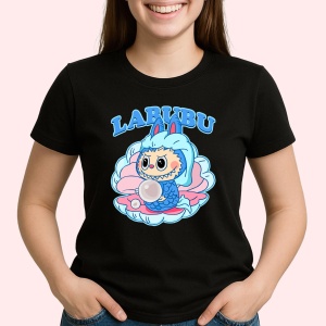 Tricou Labubu bubblegum, Unisex Dama si Barbat | Copii, Culoare Negru