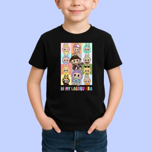 Tricou Labubu culori fete, Unisex Dama si Barbat | Copii, Culoare Negru - Img 2