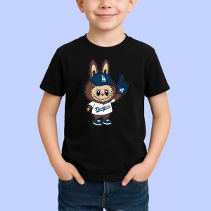 Tricou Labubu dodgers maro, Unisex Dama si Barbat | Copii, Culoare Negru - Img 2