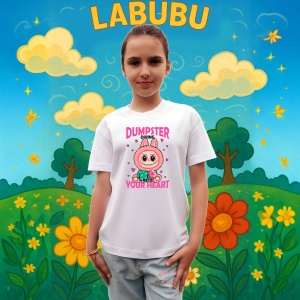 Tricou Labubu dumpster roz, Unisex Dama si Barbat | Copii - Img 3