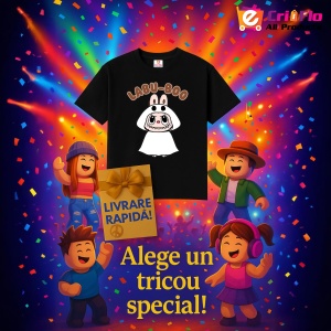 Tricou Labubu fantoma, Unisex Dama si Barbat | Copii, Culoare Negru - Img 6