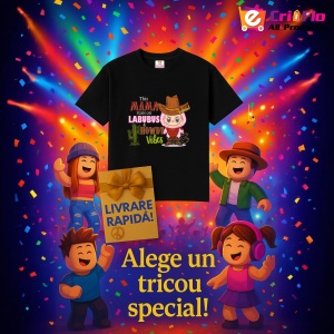 Tricou Labubu howdy mama, Unisex Dama si Barbat | Copii, Culoare Negru - Img 6