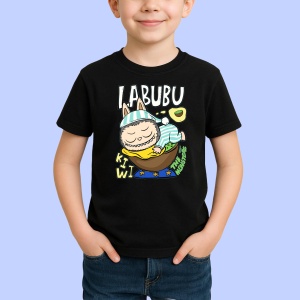 Tricou Labubu kiwi hamac, Unisex Dama si Barbat | Copii, Culoare Negru - Img 2