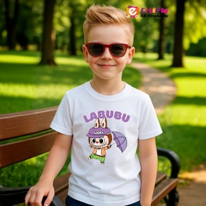 Tricou Labubu lucky umbrela, Unisex Dama si Barbat | Copii - Img 5
