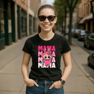 Tricou Labubu mama mama, Unisex Dama si Barbat | Copii, Culoare Negru - Img 5
