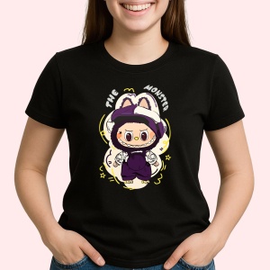 Tricou Labubu mascota mov, Unisex Dama si Barbat | Copii, Culoare Negru