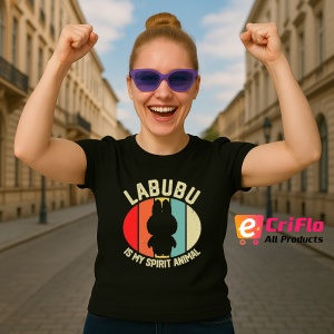 Tricou Labubu spirit animal, Unisex Dama si Barbat | Copii, Culoare Negru - Img 3