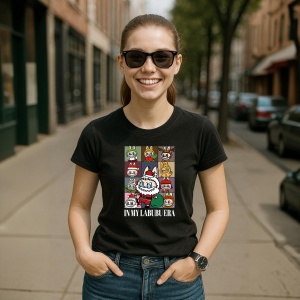 Tricou Labubu tabla craciun, Unisex Dama si Barbat | Copii, Culoare Negru - Img 5