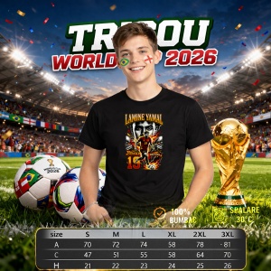 Tricou Lamine Yamal Spain World Cup Fifa 2026 V2, din bumbac 100%, tricou negru, Copii | Dama | Barbat - Img 6