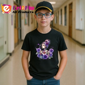 Tricou Lavender tattoo girl floral power, fata tatuata cu lavanda si flori, Copii | Dama | Barbat , tricou negru - Img 6