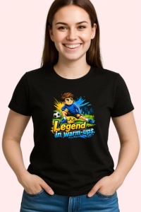 Tricou Legend In Warm Ups Copil Fotbalist V1, din bumbac 100%, tricou negru Copii | Dama | Barbat - Img 1