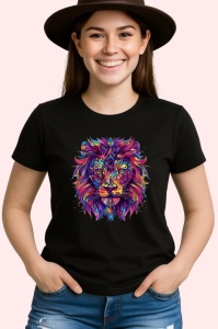 Tricou Leu in stil graffiti cu fundal alb Copii | Dama | Barbat, culoare negru - Img 3