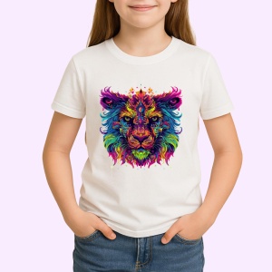 Tricou Leu multicolor cu privire impunatoare Copii | Dama | Barbat - Img 4