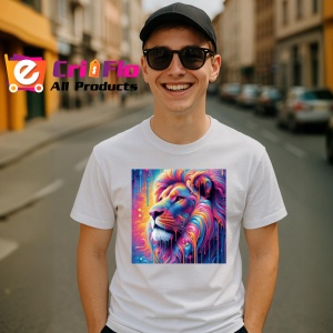 Tricou Leu pastelat in stil psihedelic fundal curat Copii | Dama | Barbat - Img 5