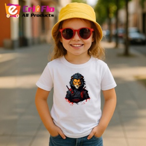 Tricou Leu Razboinic Samurai Gri Detalii Rosii, din bumbac 100% , tricou alb pentru Copii | Dama | Barbat - Img 5