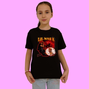 Tricou Lil Nas X - Red Theme, muzica POP, Dama | Barbat | Copii, Culoare Negru - Img 2