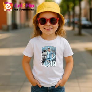 Tricou Lionel Messi Argentina Campion Mondial Fotbal, din bumbac 100% , tricou alb pentru Copii | Dama | Barbat - Img 5
