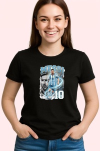 Tricou Lionel Messi Argentina Campion Mondial Fotbal, din bumbac 100%, tricou negru Copii | Dama | Barbat - Img 3