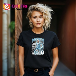 Tricou Lionel Messi Argentina Campion Mondial Fotbal, din bumbac 100%, tricou negru Copii | Dama | Barbat - Img 8
