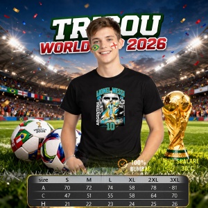 Tricou Lionel Messi Argentina World Cup Fifa 2026, din bumbac 100%, tricou negru, Copii | Dama | Barbat - Img 6