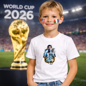 Tricou Lionel Messi Argentina World Cup Fifa 2026 V2, din bumbac 100%, tricou alb, Copii | Dama | Barbat - Img 5