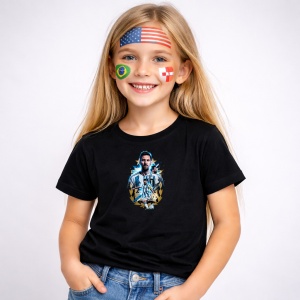 Tricou Lionel Messi Argentina World Cup Fifa 2026 V2, din bumbac 100%, tricou negru, Copii | Dama | Barbat - Img 2
