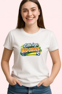 Tricou Little Legs Big Goals Minge Fotbal V1, din bumbac 100% , tricou alb pentru Copii | Dama | Barbat