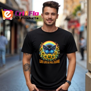 Tricou Live life in full bloom fluture cu curcubeu si floarea soarelui Copii | Dama | Barbat Barbat - Img 17