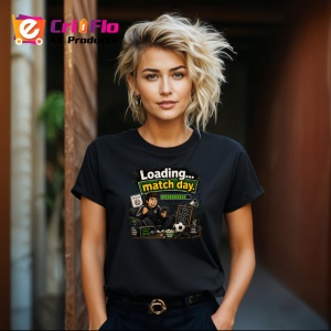 Tricou Loading Match Day Suporter Fotbal Amuzant, din bumbac 100%, tricou negru Copii | Dama | Barbat - Img 8