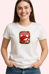 Tricou Logo Dinamo Bucuresti Caini Rosii Fotbal, din bumbac 100% , tricou alb pentru Copii | Dama | Barbat - Img 2