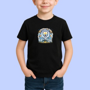Tricou Logo Manchester City Minge Fotbal Albastru, din bumbac 100%, tricou negru Copii | Dama | Barbat - Img 2