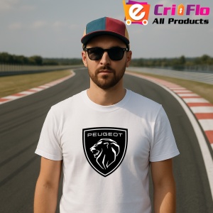 Tricou Logo Peugeot Negru | Unisex Dama si Barbat