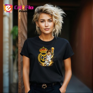 Tricou Logo Real Madrid Fotbal Minge Coroana Spania, din bumbac 100%, tricou negru Copii | Dama | Barbat - Img 8