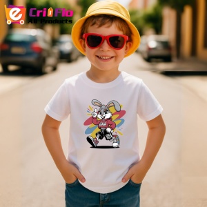 Tricou Lola stil sportiv cu hanorac rosu si sneakers pe fundal abstract Copii | Dama | Barbat Barbat - Img 13