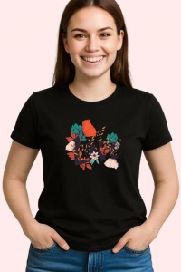 Tricou Love Design Floral Litere Artistice V3, din bumbac 100%, tricou negru Copii | Dama | Barbat