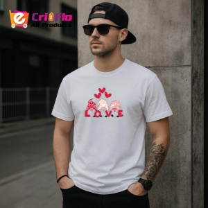 Tricou Love Gnomi Indragostiti Inimi Rosii, din bumbac 100% , tricou alb pentru Copii | Dama | Barbat - Img 9